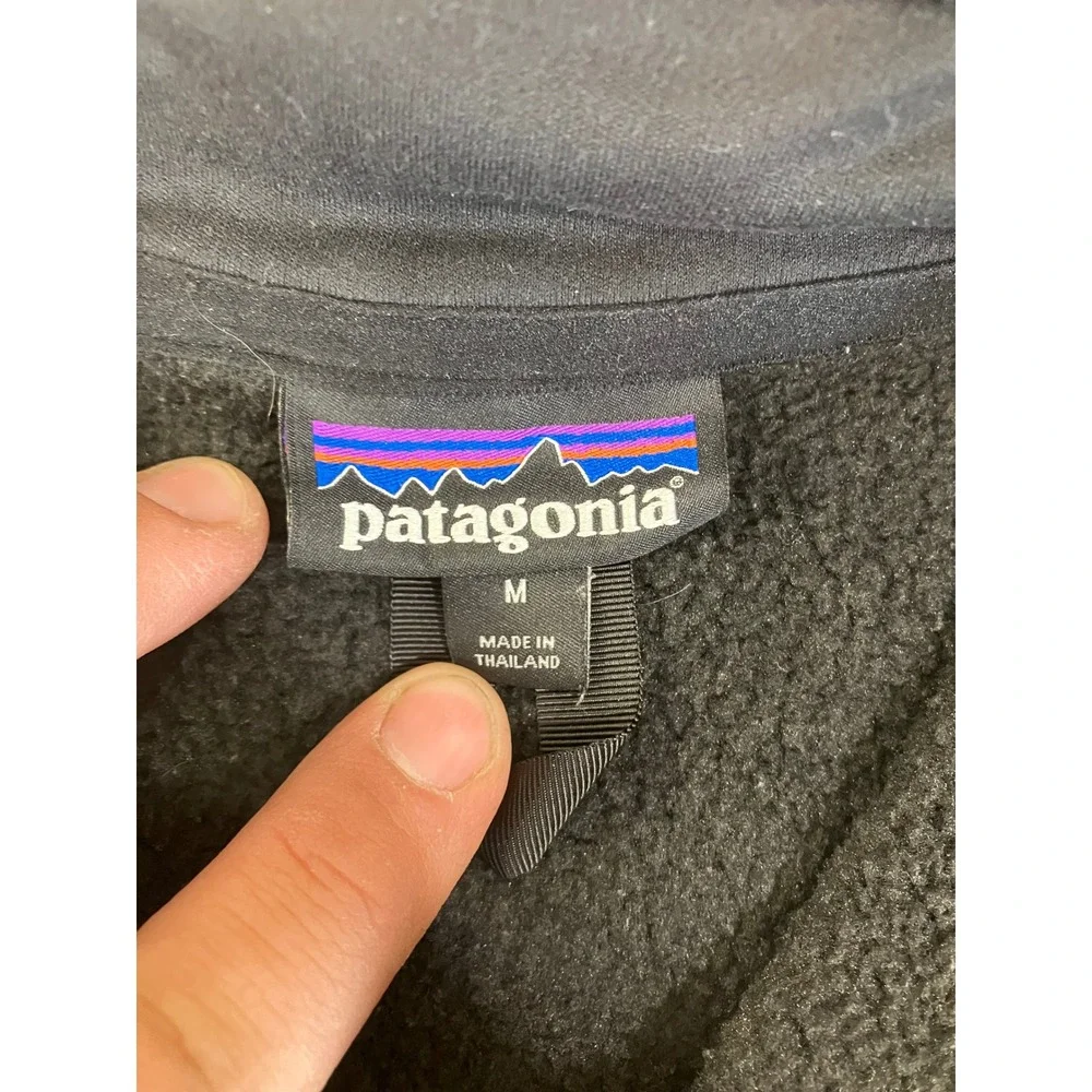 Patagonia Better Sweater 1/4 Zip Mens Medium Black Fleece Pullover Jacket 25527